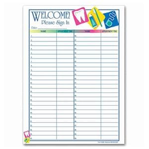 Sign In Sheet Dental Icons 8.5 in x 11 in 100/Pk