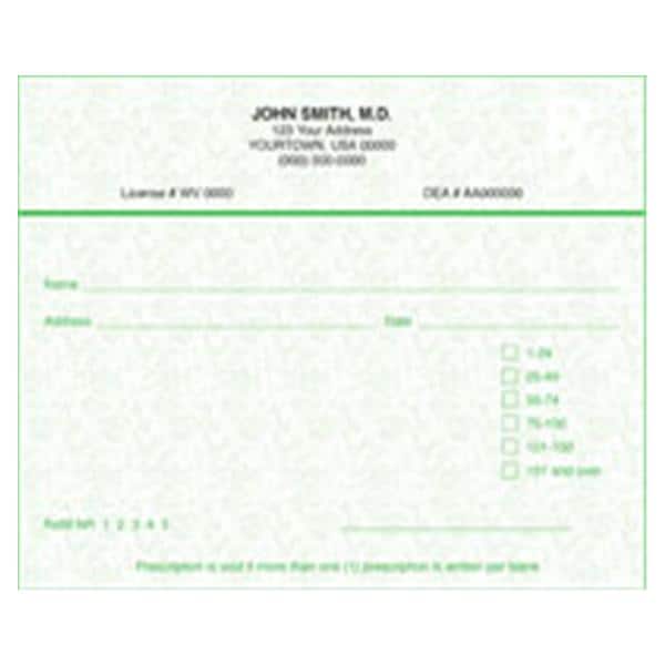 Prescription Pads West Virginia 2-Part Horizontal 10/Bx