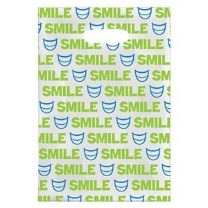 Scatter Print Bags Green Smiles 2 Sided Print Clear 100/Bx