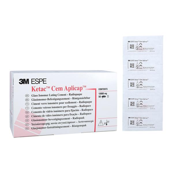 3M Ketac Cem Luting Glass Ionomer Aplicap Capsule Cement White Refill 50/Bx