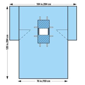 104x76x120" Sterile Laparotomy/Cholecystectomy Drape 12x13" Fenestrated