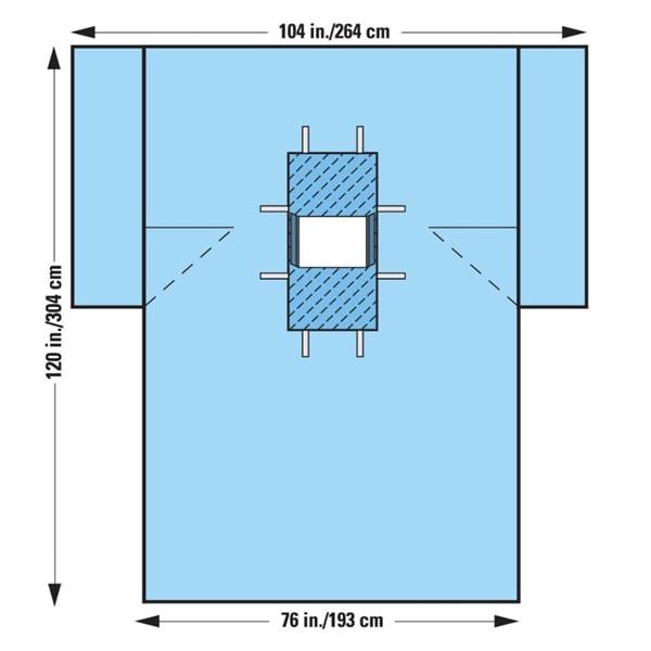 104x76x120" Sterile Laparotomy/Cholecystectomy Drape 12x13" Fenestrated