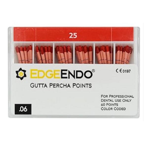 EdgeEndo Gutta Percha Points Size #25 Size #25 Red 60/Pk