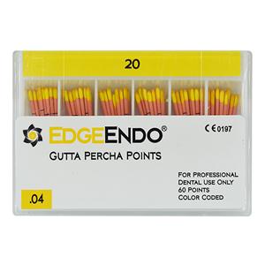 EdgeEndo Gutta Percha Points Size #20 Size #20 Yellow 60/Pk