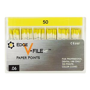 EdgeV-Taper HT Paper Points Size #50 Size #50 0.04 Yellow Cone 100/Pk