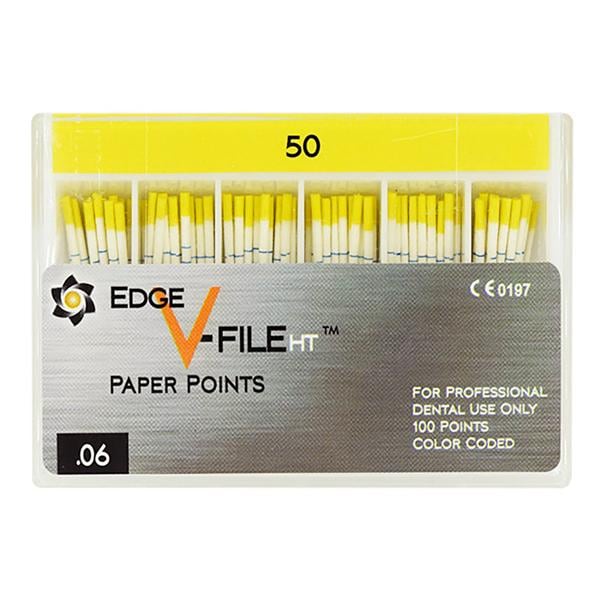 EdgeV-Taper HT Paper Points Size #50 Size #50 0.04 Yellow Cone 100/Pk