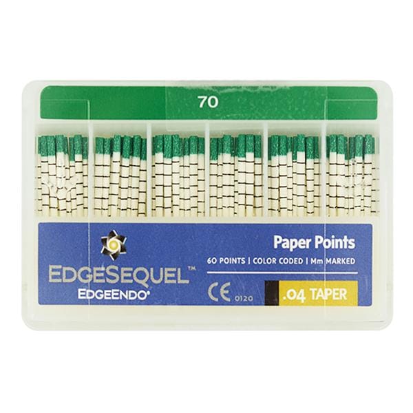 EdgeSequel Sapphire Paper Points Size #70 .04 Green Cone 60/Pk