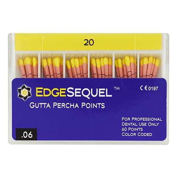 EdgeEndo Gutta Percha Points Size #20 Size #20 Yellow 60/Pk