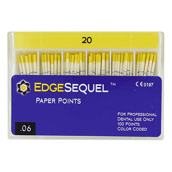 EdgeSequel Sapphire Paper Points Size #20 Size #20 .06 Yellow Cone 60/Pk