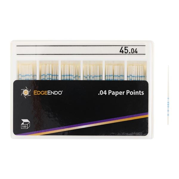EdgeEndo Paper Points Size #45 Size #45 .04 White Cone 100/Pk