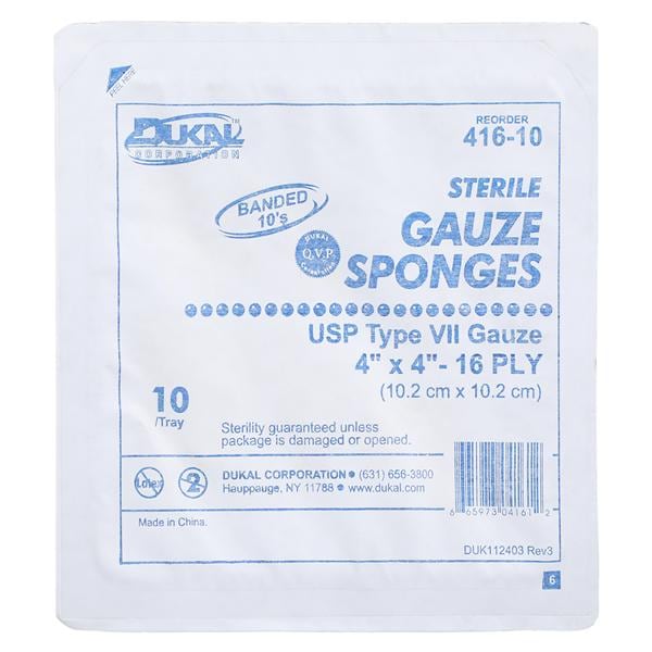 Premium Care 100% Woven Cotton Gauze Sponge 4x4" 16 Ply Sterile USP Type VII LF