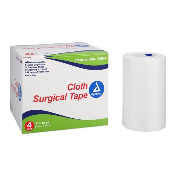 Surgical Tape Cloth 3"x10yd White Non-Sterile 4/Bx, 12 BX/CA
