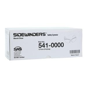 Safety Glasses Black/Clear Lens 12/Bx