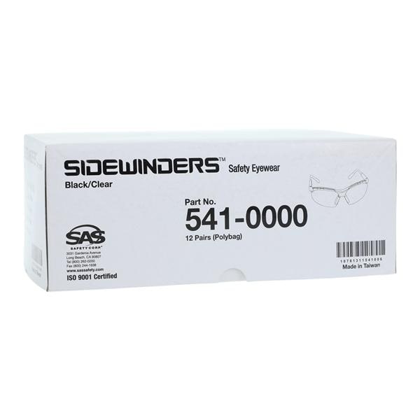 Safety Glasses Black/Clear Lens 12/Bx