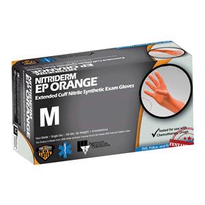 NitriDerm EP Nitrile Exam Gloves Medium Orange Non-Sterile 10Bx/Ca