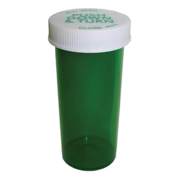 Medicine Vial Plastic 6 Dram Green Reusable 600/Ca