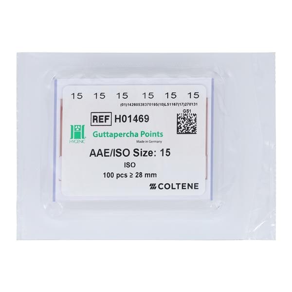 Hygenic Machine Rolled Gutta Percha Points Size 15 Pink 5Vls/Bx