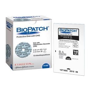 Bio-Patch Chlorhexidine Gluconate IV Dressing 1" Diameter Sterile Disk, 4 BX/CA