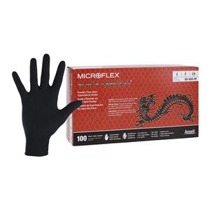 MICROFLEX Black Dragon Latex Exam Gloves Small Black Non-Sterile 100/Bx