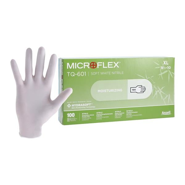 MICROFLEX Soft White Nitrile Exam Gloves X-Large White Non-Sterile 100/Bx