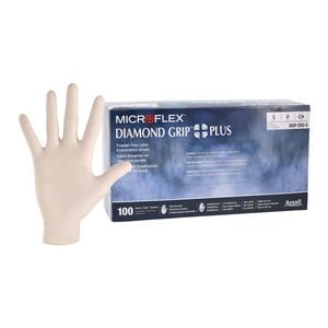 MICROFLEX Diamond Grip Plus Latex Exam Gloves Small Natural Non-Sterile 100/Bx