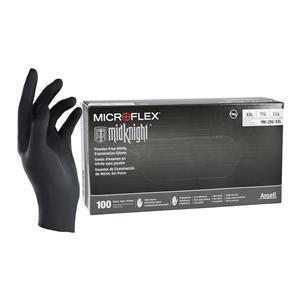 MICROFLEX MidKnight Nitrile Exam Gloves 2X-Large Black Non-Sterile 100/Bx