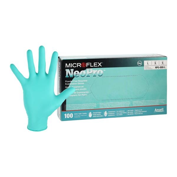MICROFLEX NeoPro Neoprene Exam Gloves Large Green Non-Sterile 100/Bx