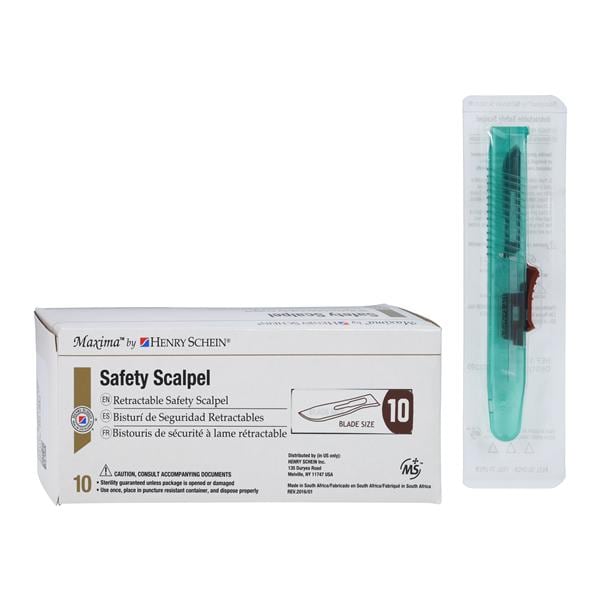 Maxima Disposable Safety Scalpel #10 Stainless Steel Sterile