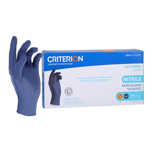 Criterion Low Derma Nitrile Exam Gloves Large Slate Blue Non-Sterile 200/Bx
