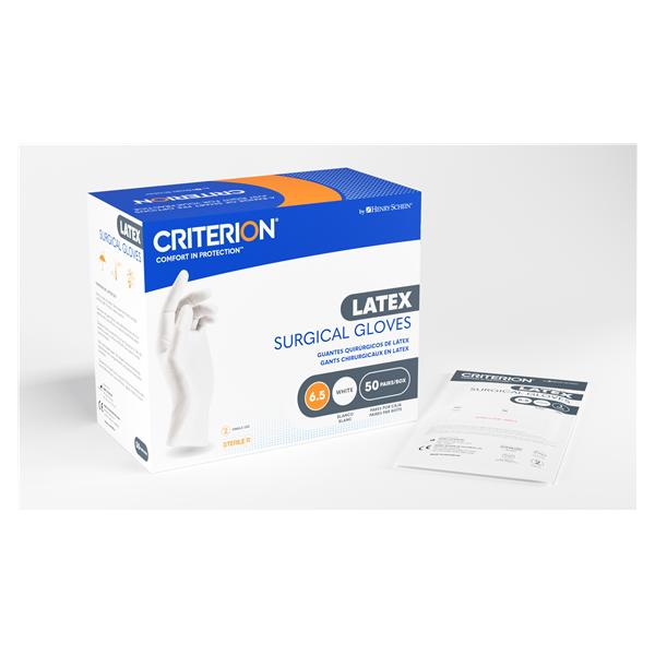 Criterion Latex Surgical Gloves 7.5 White 50Pr/Bx, 4 BX/CA