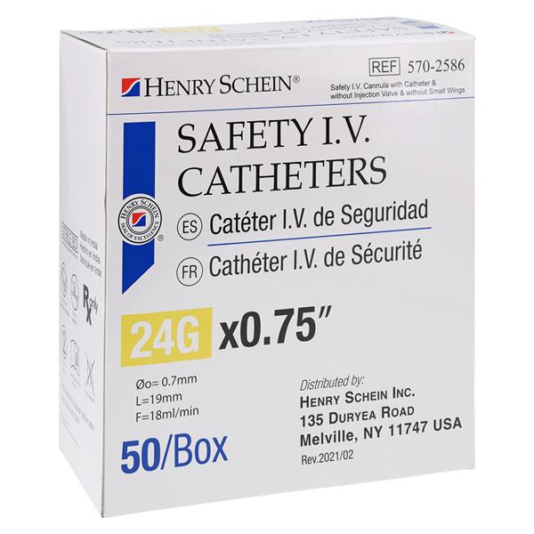 IV Catheter Push Button 24 Gauge .75" 50/Bx, 4 BX/CA