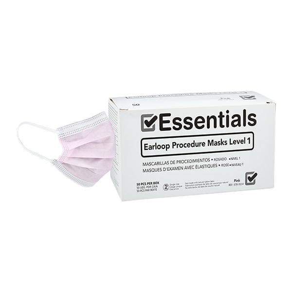 Essentials Mask ASTM Level 1 Pink Adult 50/Bx