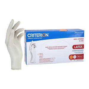 Criterion Aloe + Vitamin E Latex Exam Gloves Large White Non-Sterile 100/Bx