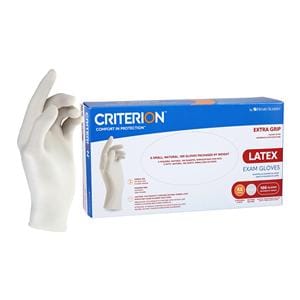 Criterion Extra Grip Latex Exam Gloves X-Small White Non-Sterile 100/Bx