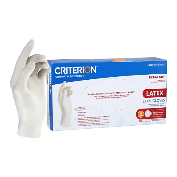 Criterion Extra Grip Latex Exam Gloves Medium White Non-Sterile 100/Bx