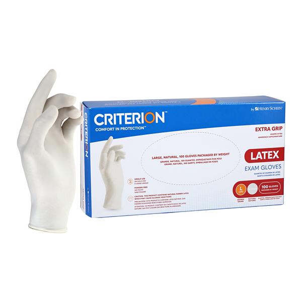 Criterion Extra Grip Latex Exam Gloves Large White Non-Sterile 100/Bx