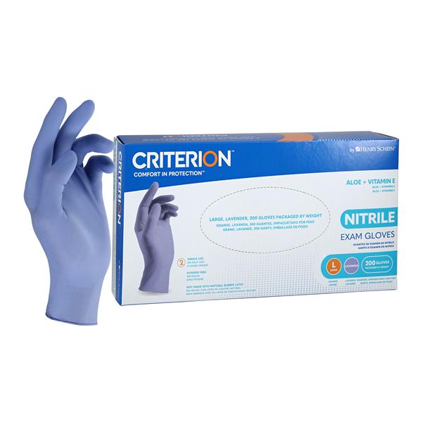 Criterion Aloe + Vitamin E Nitrile Exam Gloves Large Lavender Non-Sterile 200/Bx