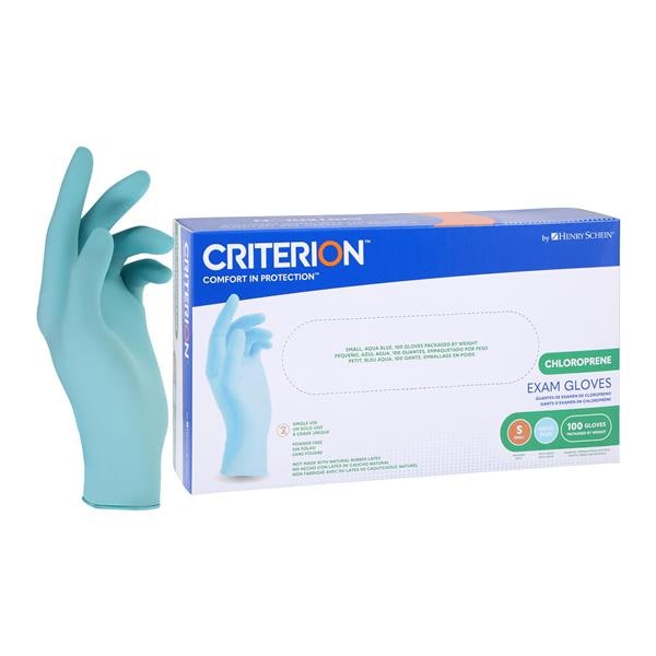 Criterion Chloroprene Exam Gloves Small Aqua Blue Non-Sterile 100/Bx, 10 BX/CA