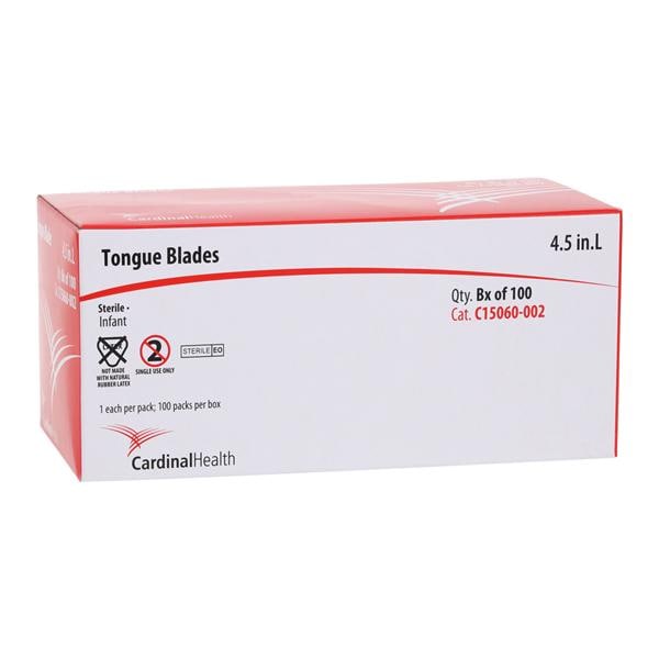 Tongue Depressor 4.5 in Wood Sterile Infant 100/Bx, 10 BX/CA