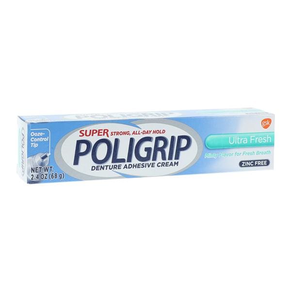 Super Poligrip Denture Cream Zinc Free Ultra Fresh 2.4oz/Tb, 24 EA/CA