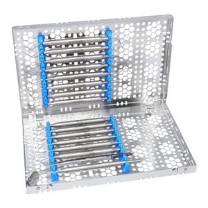 Double Decker Cassette 100% Stainless Steel Medium Blue 16 Instruments Each