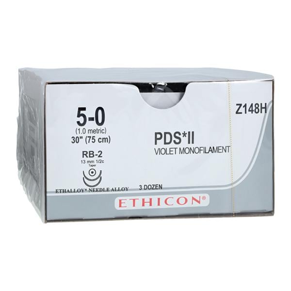 PDS II Suture 5-0 1x30" Polydioxanone Monofilament RB-2/RB-2 Violet 36/Bx