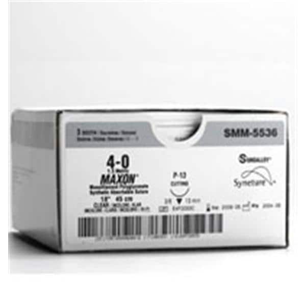 Maxon Suture 4-0 18" Polyglyconate Copolymer Monofilament P-24 Clear 36/Ca