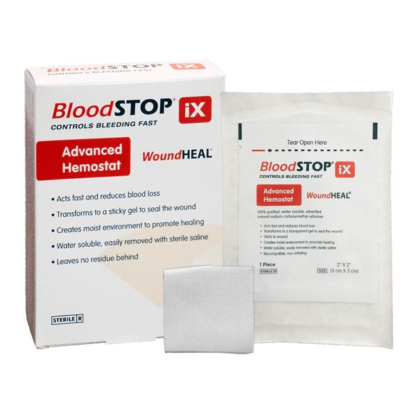 BloodStop Ix Carboxymethyl Cellulose Hemostatic Dressing 2x2" Sterile Adh LF