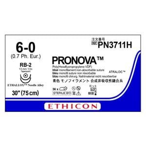 Pronova Suture 6-0 30" Polyvinylidene Fluoride Monofilament RB-2/RB-2 Blue 12/Bx