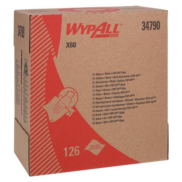 Wypall X60 Professional Wipe Disposable Hydroknit 9.1 in x 16.8 in White 126/Bx