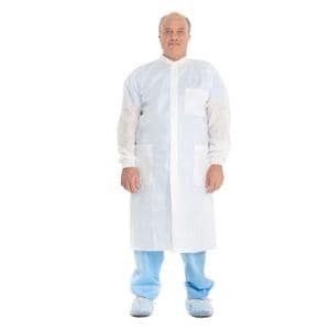 Basic Lab Coat 3 Layer SMS Large Blue 25/Ca