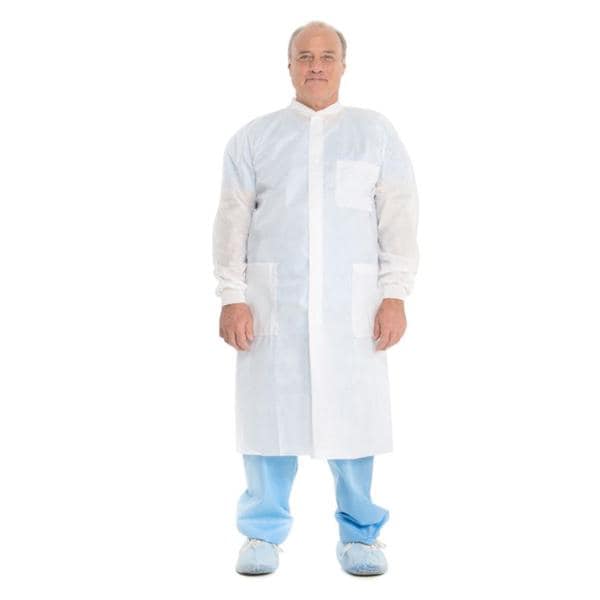 Basic Lab Coat 3 Layer SMS Large Blue 25/Ca