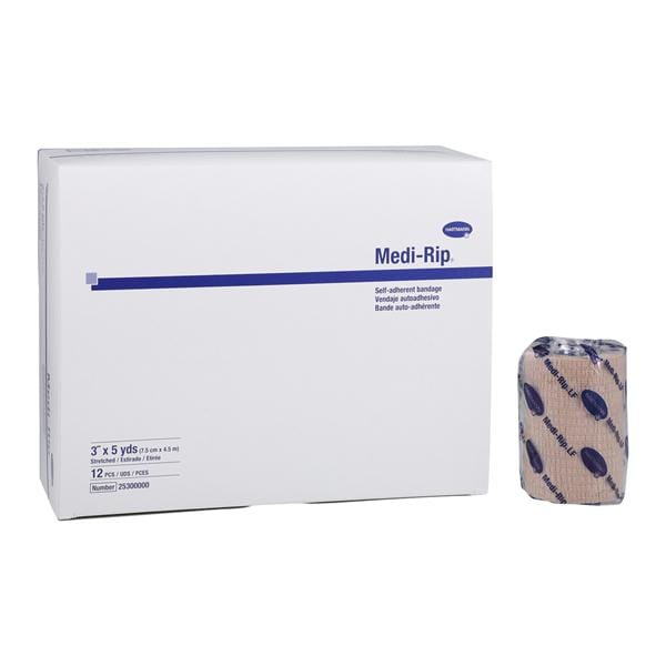 Medi-Rip Compression Bandage Cotton/Elastic 3"x5yd Tan Non-Sterile 12Rl/Bx, 8 BX/CA