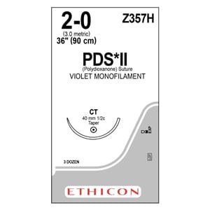 PDS II Suture 2-0 36" Polydioxanone Monofilament CT Violet 36/bx